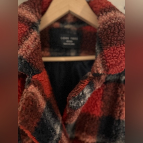 Love Tree Plaid Teddy Pea Coat - Picture 3 of 5